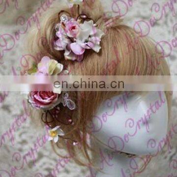 Aidocrystal Fashion Classic Bridal Flower Hair Piece Raw Material Pink Hair Accessories photo-4