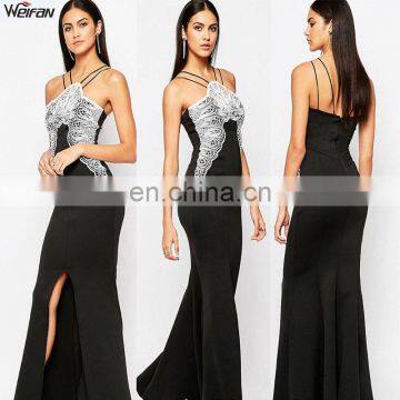 2017 Women's Casual Deep- V Neck Sleeveless dress Side Slit sexy long dress