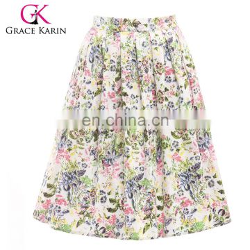 19 Colors ! Grace Karin Colorful Cheap Occident Short Printed Cotton 50s Reto Skirt CL6294-18#