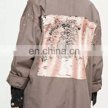 China Supplier OEM Winter 's Coat for Women Ladies Parka Coats With Embroidery Sequin Pattern photo-4