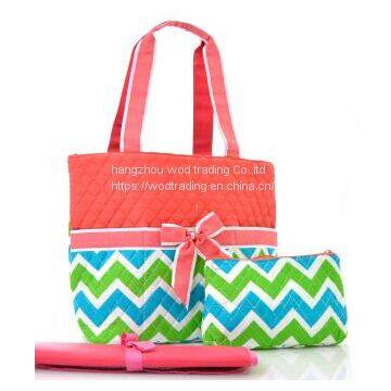 Full chevron printed diaper bag set with shoulder