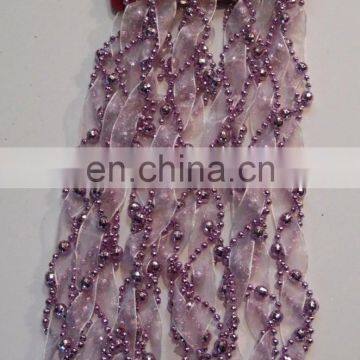 PURPLE BEAD SHEER RIBBON GARLAND PARTY DECORATION
