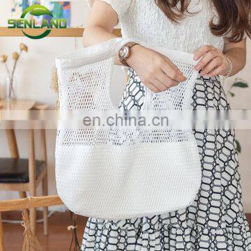 Wholesale Canvas Mesh hollow shopping bag Beach Tote Bag Handbag For Ladies