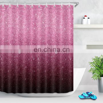 i@home Red digital printing polyester waterproof bathroom glitter shower curtain