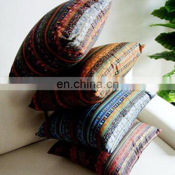 I@home Without Core Ethnic Style Gilded Striped Linen Print Pillow Cushion Cover for Sofa