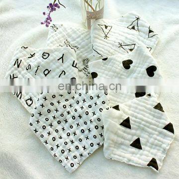 8 layers 100% cotton lunch bibs towel saliva baby kids milk letter print gauze infants bibs