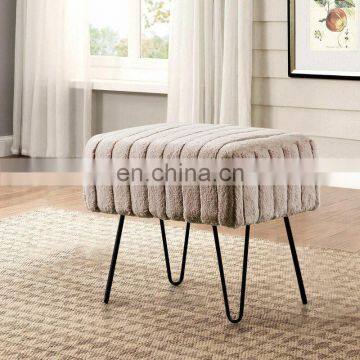 Modern Home Use Stool Tufted Velvet Ottoman Stool With Metal Legs Living Room Pink Ottoman photo-5