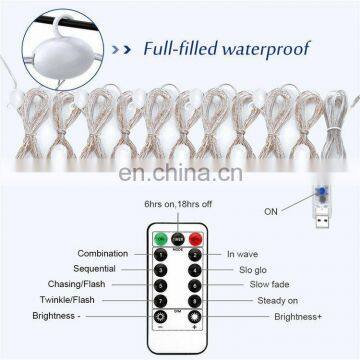 3Mx3M USB LED Curtain String Lights 8 Modes Fairy Garland Remote Control For New Year Christmas Outdoor Wedding Home Decor photo-5