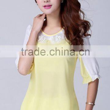 High Quality 2015 New Design Chiffon Ladies Blouse for Summer