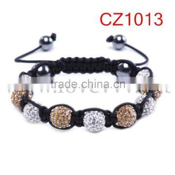 Hematite Crystal Pave Disco Ball Beads Macrame Adjustable Bracelets photo-5