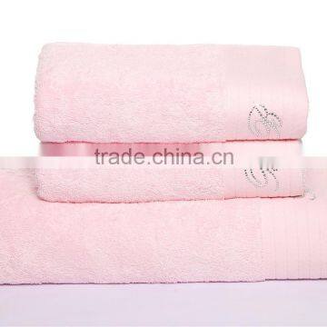 China towel manufactory batten embroidery pink towel sets