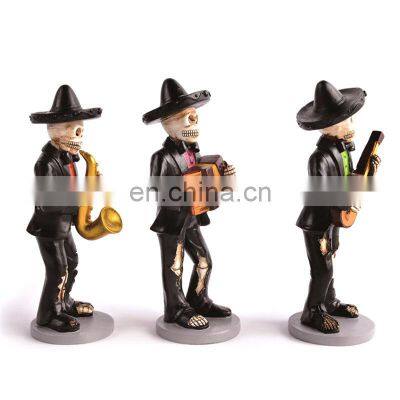 Resin Crafts Creative Skull Skeleton Halloween Horror Music Bar Decorations