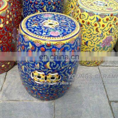 High Temperature Burning Blue Glazed Chinese Ceramic Garden Stool Seat photo-5