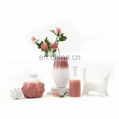 modern gradient unique diamond shape artificial decoration ceramic flower vase