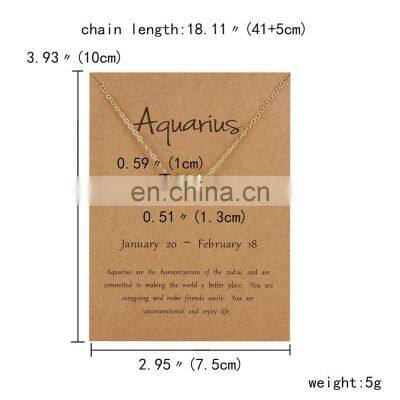 Wholesale Fashionable Gift Jewelry, 12 Astrology Letter Sign Design Creative Simple Diamond Pendant Zodiac Necklace/ photo-2