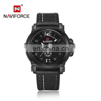 NAVIFORCE 9099 Luxury Men Military Sports Quartz Watches 30M Waterproof Leather Band Wristwatch 3D Dial Creative Calendar Clock