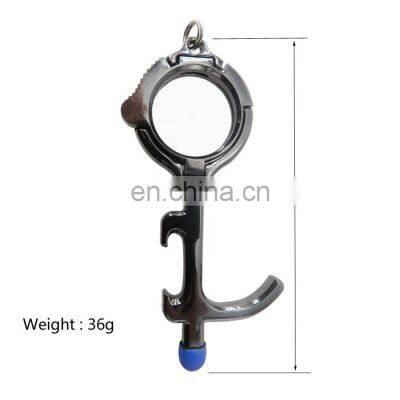 Factory Multi Function Mobile Phone Stand Metal No Touch Keychain Bottle Opener Tool photo-3