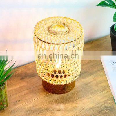 New Design Small Bamboo Table Lamp, Handmade Boho Style Night Light, Natural Bedroom Decorative Room Vietnam Manufacturer photo-2