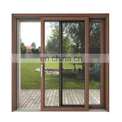 Yekalon Wooden Grain Filmed Oversized Fancy Design UPVC Window Wooden Like Sliding Pvc Window