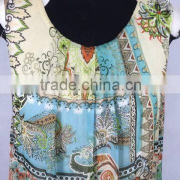 High Quality Silk Chiffon Modal Printed Sleeveless Blouse photo-2