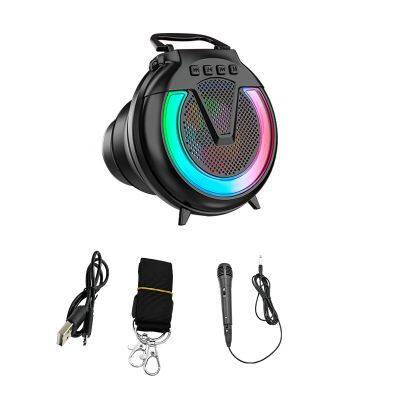 OEM Foldable Outdoor Portable Led Colorful Flashing Light Super Bass Audio Wireless Fm Radio Karaoke Speaker photo-2