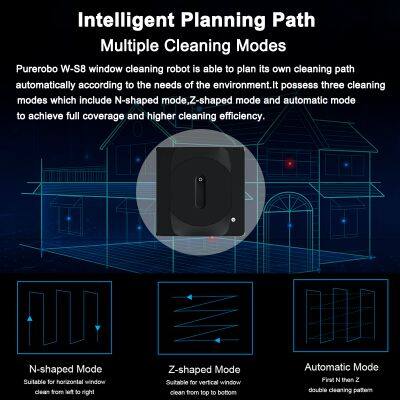 PUREROBO W-S8 Window Cleaning Robot Bluetooth And Remote Control Smart Glass Cleaning Machine UPS System One Touch Cleaning Easy To Use photo-3