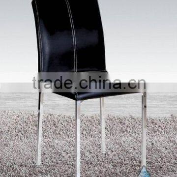 Modern black leather ergonomic dining chairs