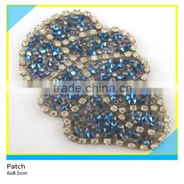 Hot Fix Glass Rhinestone Applique Hotfix Colorful Glass Stone Heart Shape Patch 5.5x7cm photo-2