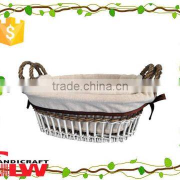 wicker basket made in China,set of 2 vertical weaving storage basket with ear handle and liner