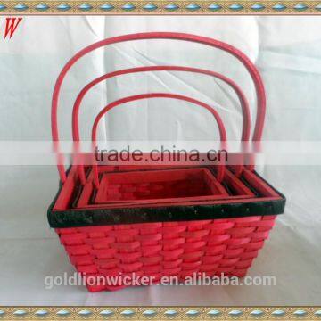 Set of 3 wood basket without handle