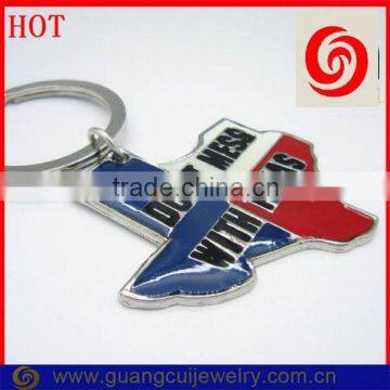 Customized zinc alloy texas map shaped keychain