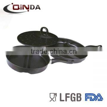 non stick carbon steel divided multi-use fry pan with lid