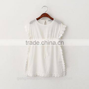 2016 Korean Children Summer Dress Kids Pure Cotton Casual Dress Baby Girl Lace Flower Princess Dress