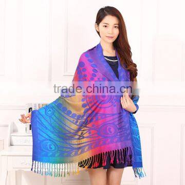 Latest Fashion Women Feather Jacquard Shawl photo-6