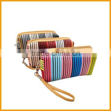 Bulk Wholesale Striped Leather PU Makeup Cosmetic Bag