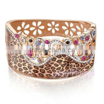 2015 wholesale latest crystal rose gold love copper rhinestone bangle