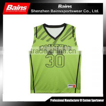 Green color sublimation basketball uniform design