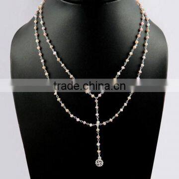 Pink Opal !! Pettie Love 925 Sterling Silver Necklace, Silver Jewellery, Vintage Silver Jewellery photo-2