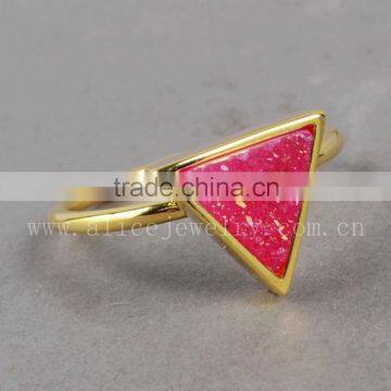 Golden Plated Metal Ring With Druzy Stone Cocktail Stacking Crystal Ring Quartz Gemstone Bezel Ring photo-2