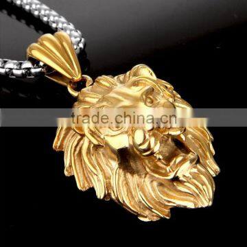 Men's Stainless Steel Animal Lion Head Shape Pendant Necklace photo-2
