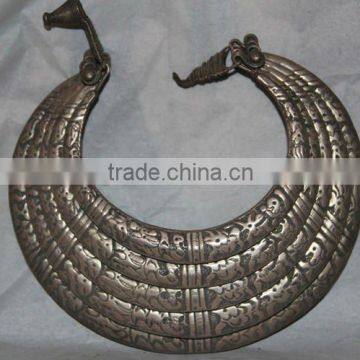 Chinese antique Tibetan silver carving necklace