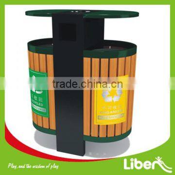High quality low price!!!Galvanized sheet dustbins for schools with WPC decking and baking finish steel on the surface LE.LJ.017
