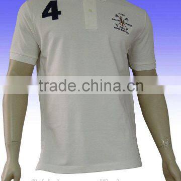 Man white embroidered cotton polo tee shirt