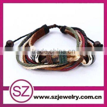 Fashion leather and string bracelet adjustable jewelry fashion jewellery import accessories