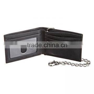 Gender leather travel wallet with a chain