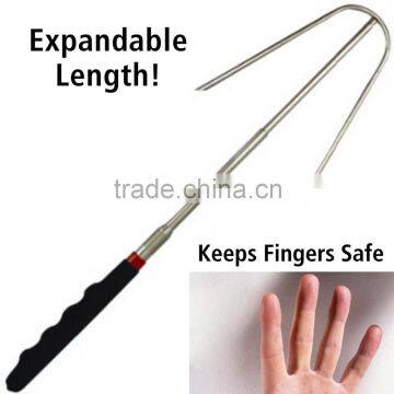 Out&InDoors Marshmallow Roasting Sticks with Safety Design Multi Colored Handle Stainless Steel BBQ Fork