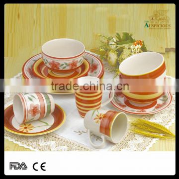 16pcs hand printed stoneware dinner set