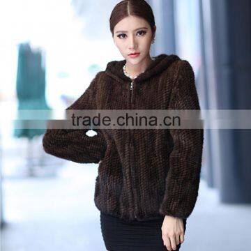 knitted natural black /brown mink fur jackets/coats