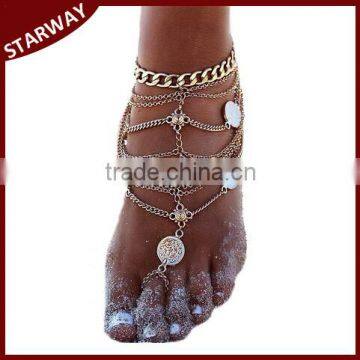 Best selling Fashion beach anklet with toe ring/
