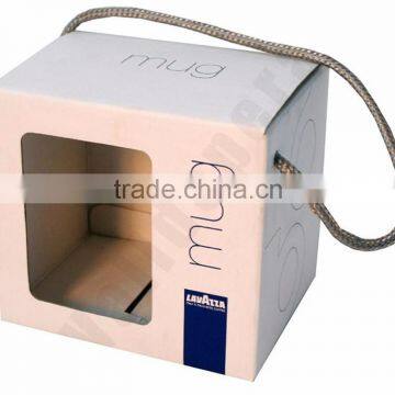 custom cardboard paper coffee mug packaging box with window